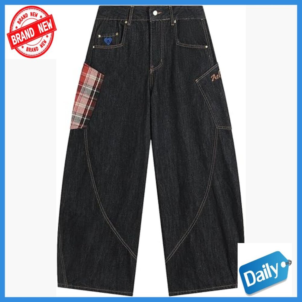 Vintage Wide Leg Barrel Jeans Unisex Baggy Denim Pants Straight Leg
